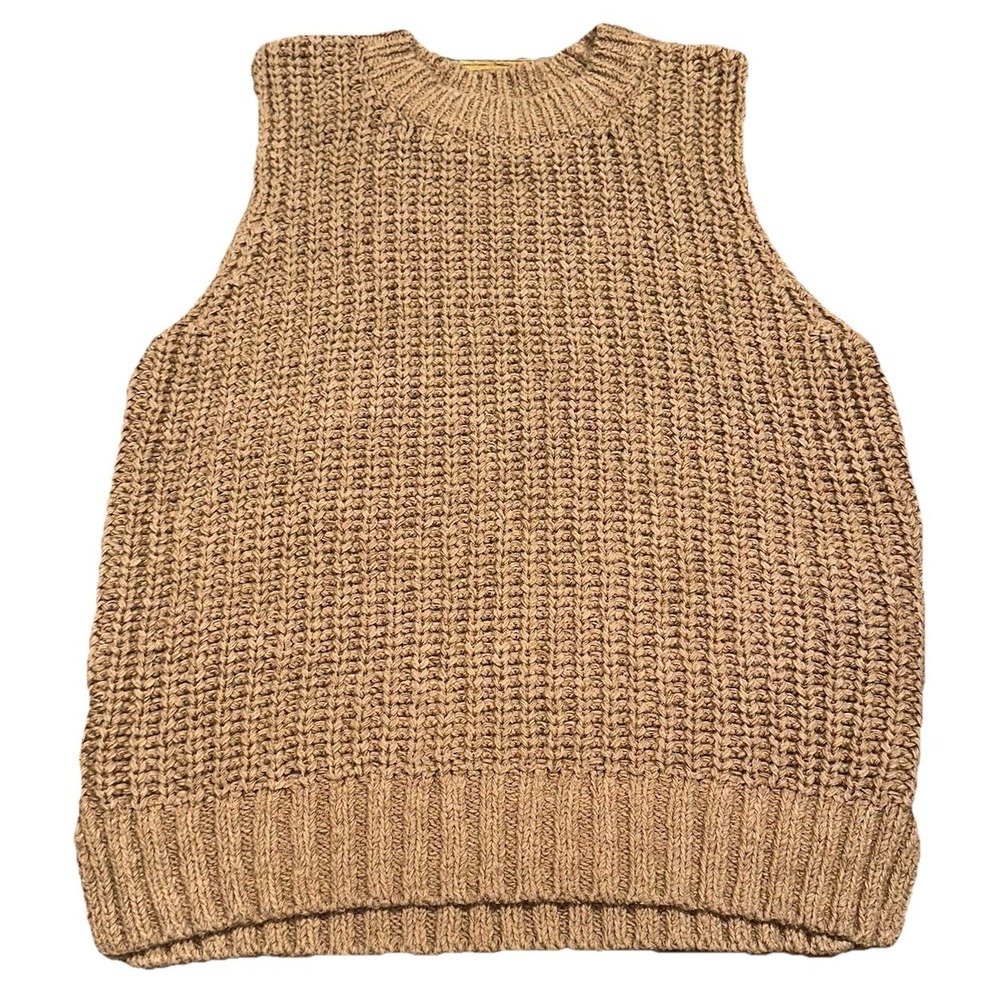 Abercrombie Fitch Easy Shaker Brown Ribbed Knit Crewneck Sweater Vest Women XS‎